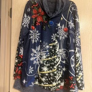 Festive Holiday Cowl Neck Sweater